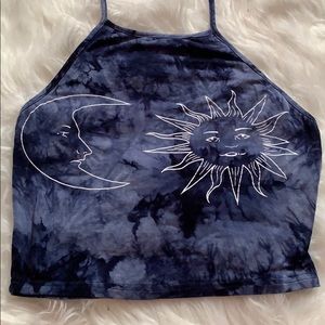 Sun and moon tie dye crop